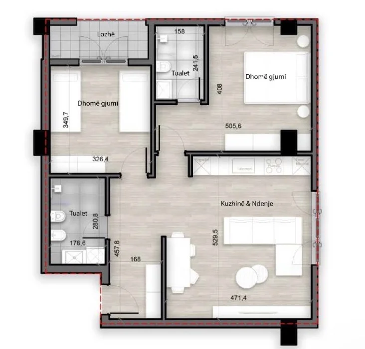 Shqiperi, shitet apartament 2+1+Ballkon , 103 m² 160.000 € (Splendor Residence, Porcelan)