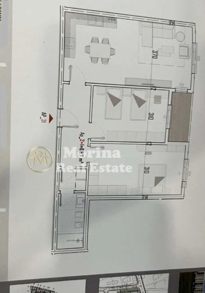 Tirane, shitet apartament 2+1 Kati 4, 105 m² 84.400 € (Laknas)