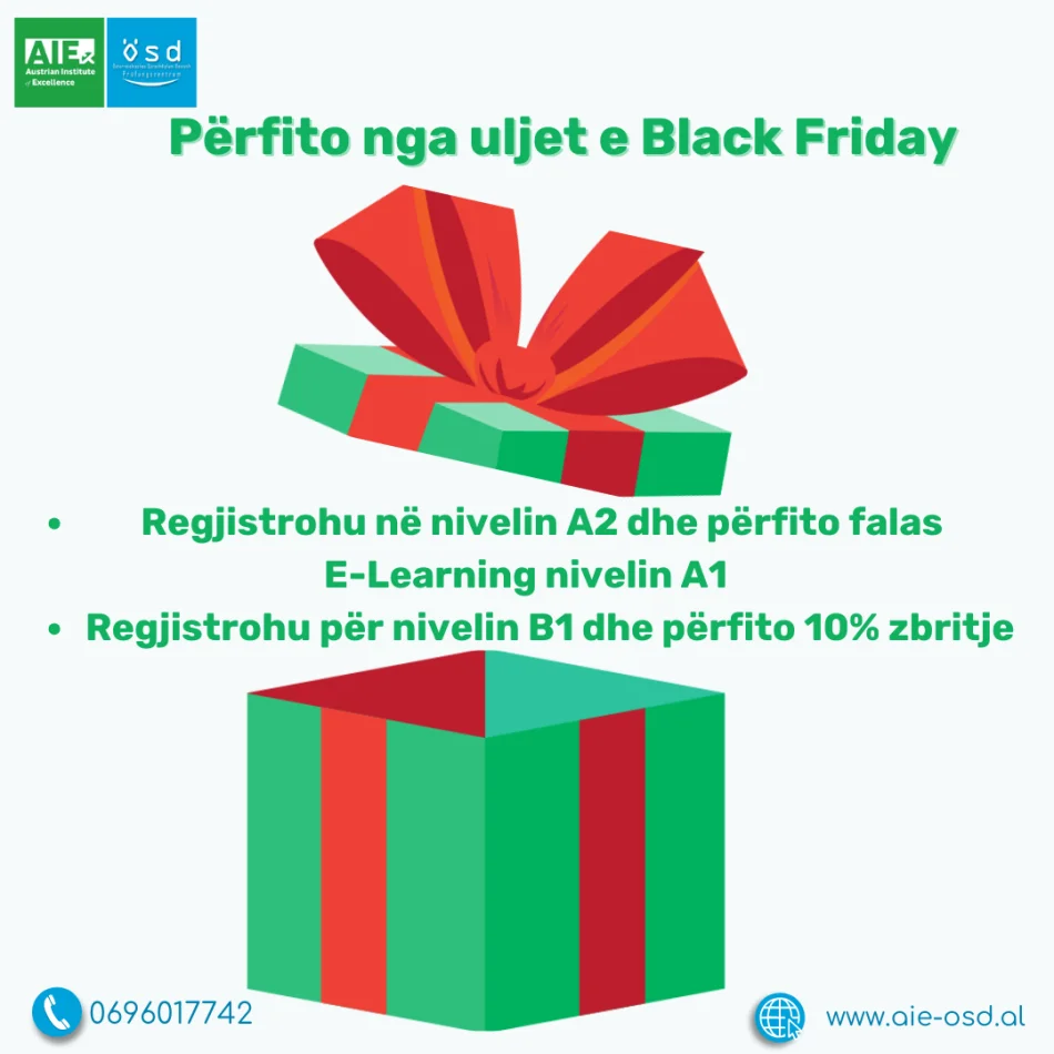 Tirane, kurse gjuhe gjermanisht Black Friday në AIEx-ÖSD