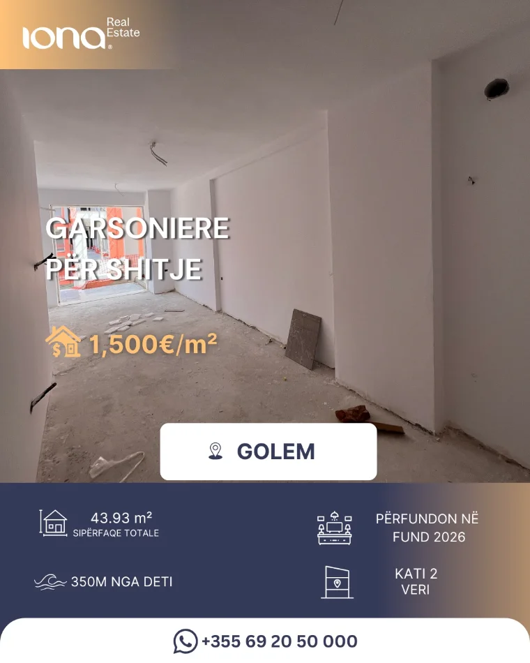 Golem, shitet garsonier Studio Kati 2, 44 m² (Prane Miami 2)
