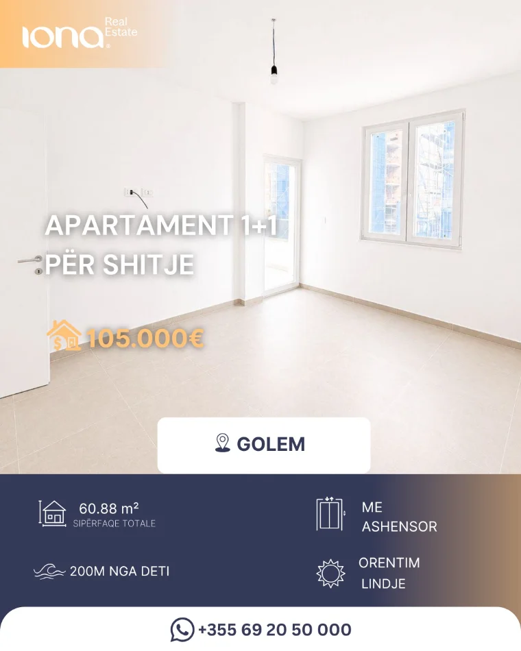 Golem, shitet apartament 1+1 , 61 m² 105.000 € 