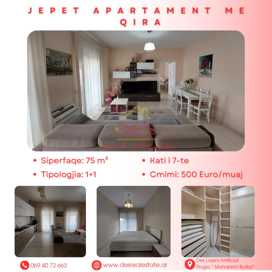 🏢JEPET ME QIRA APARTAMENT 1+1 , RRUGA “MUHARREM BUTKA”, TIRANE