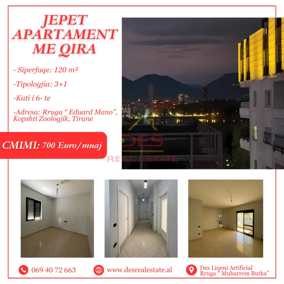 JEPET ME QIRA APARTAMENT 3+1, KOPSHTI ZOOLOGJIK, TIRANË
