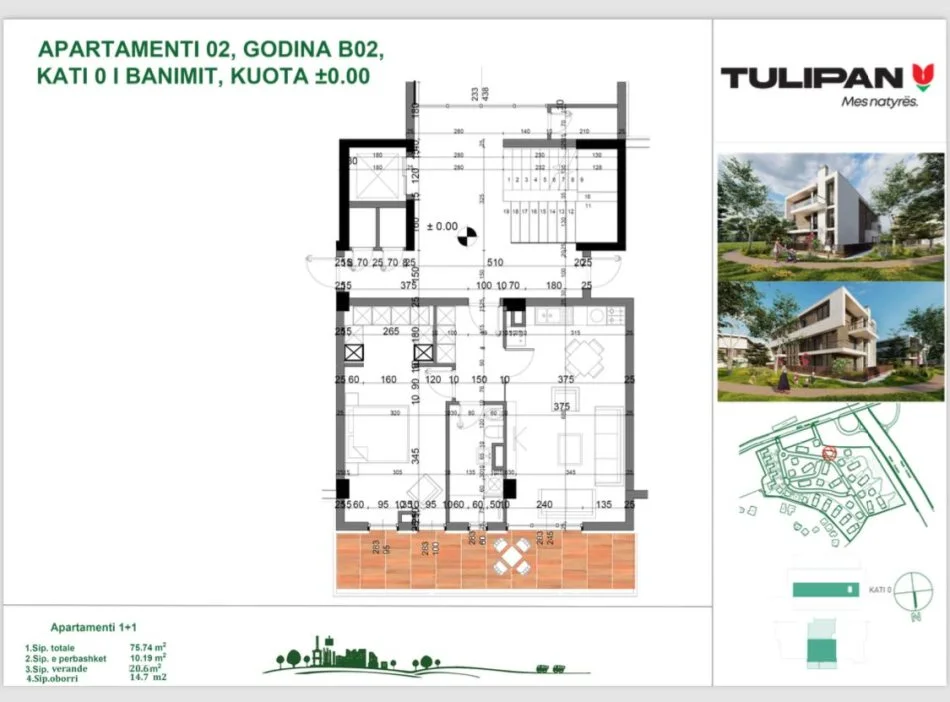 Apartament 1+1 per Shitje tek Tulipan Residenc.
