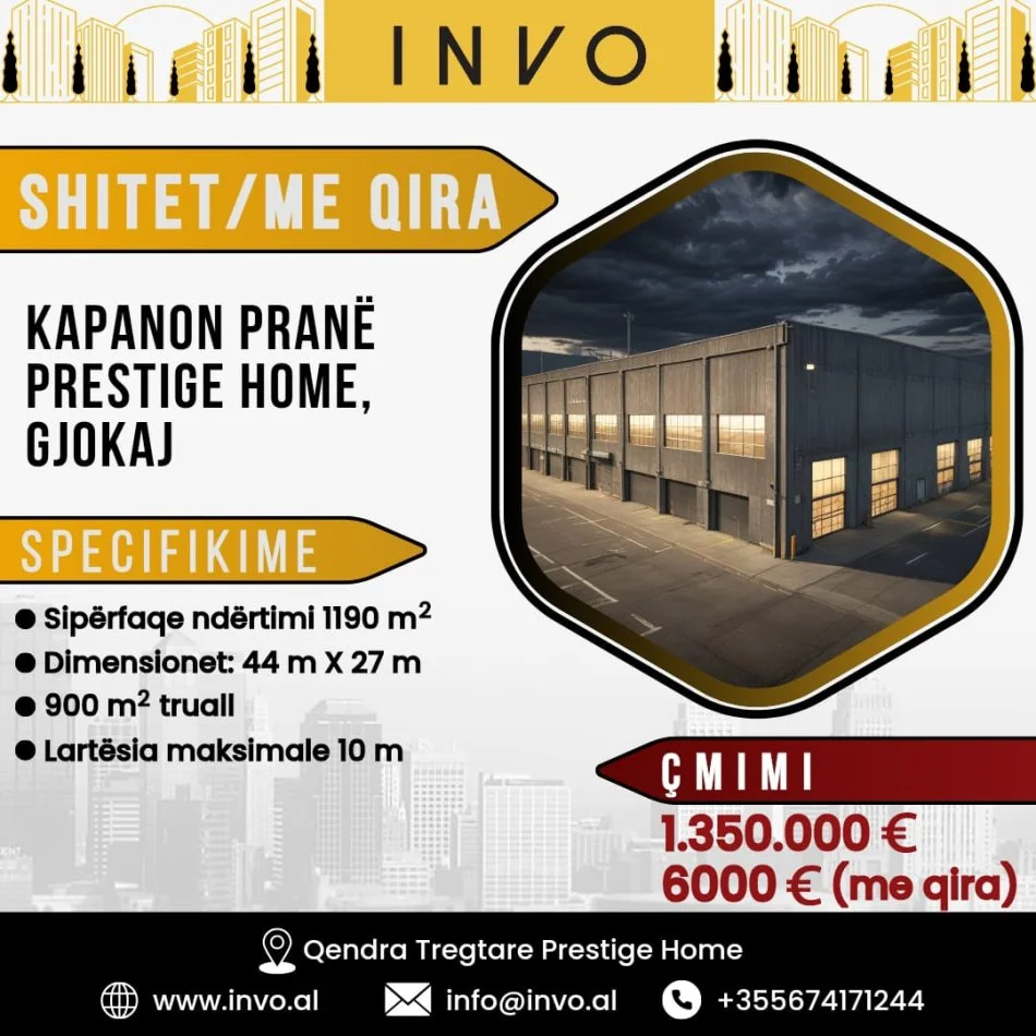 Tirane, shitet magazine , 1.190 m² 1.350.000 € (VORE, AFER PRESTIGE HOME)