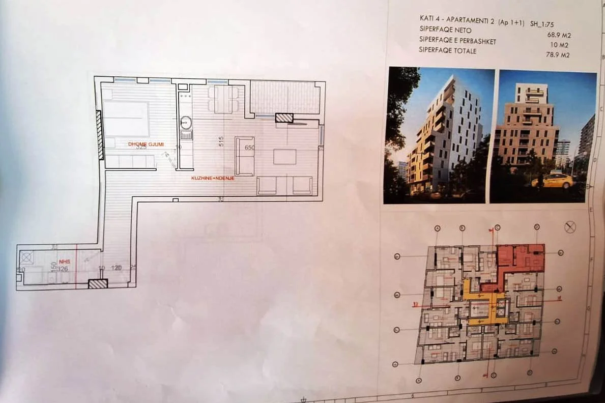 Shiten 2 apartamente 1+1 me siperfaqe totale 78.9 metra dhe 74.9 metra, kati i 4. 📍Xhomlliku