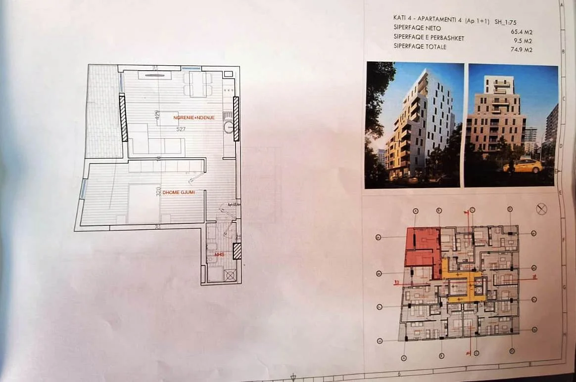Shiten 2 apartamente 1+1 me siperfaqe totale 78.9 metra dhe 74.9 metra, kati i 4. 📍Xhomlliku