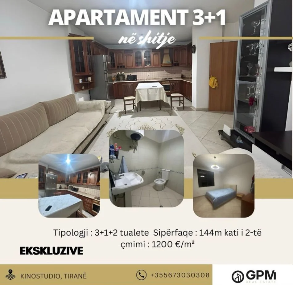 Eskluzive Shesim Apartament 3+1 ne Kinostudio