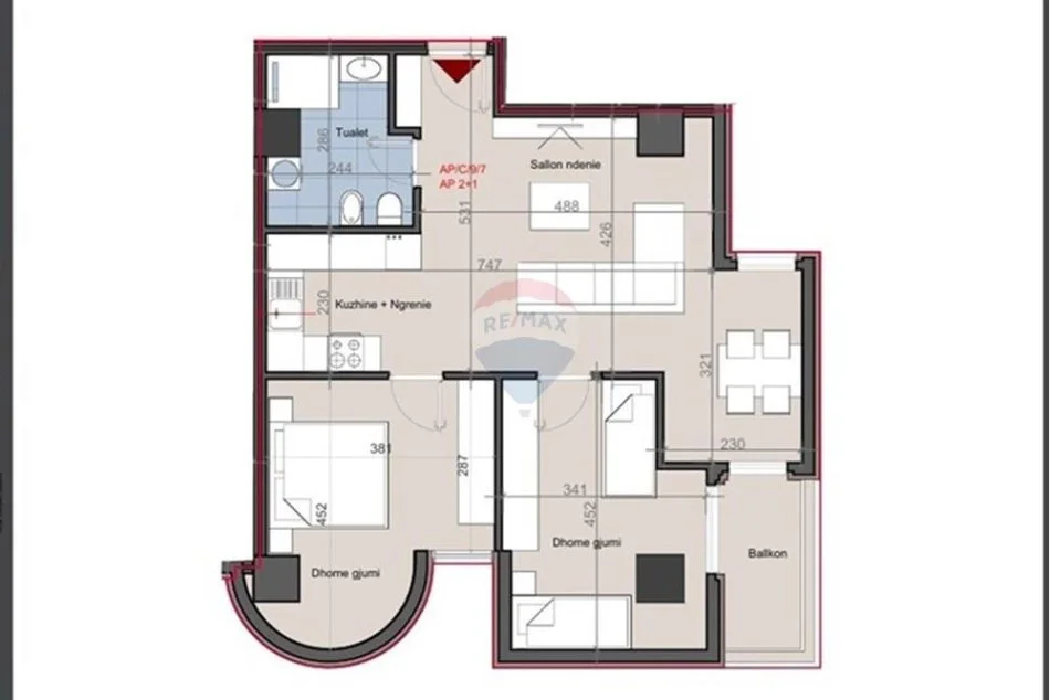 Tirane, shitet apartament 2+1+Ballkon , 113 m² 259.000 € 