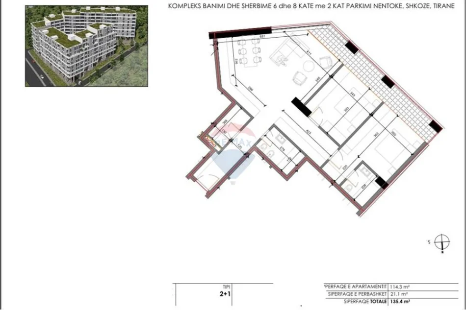 Tirane, shitet apartament , 135 m² 174.400 € 