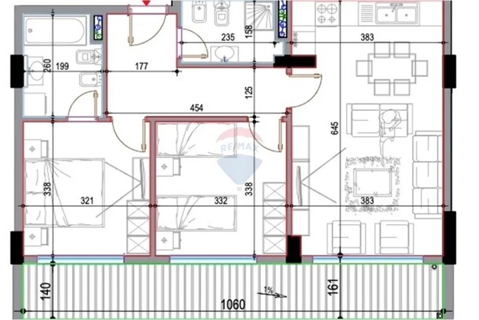 Tirane, shitet apartament 2+1 Kati 7, 105 m² 126.240 € (Casa Italia, Tiranë)