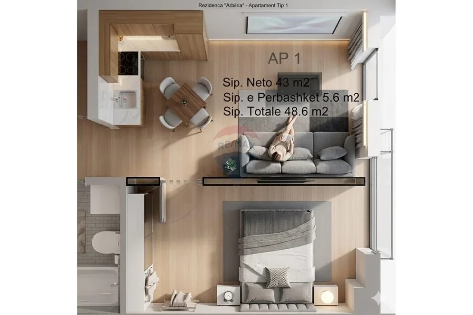 Vlore - Lungomare, shitet apartament 1+1 Kati 5, 48 m² 126.000 € (Radhime, Vlore)