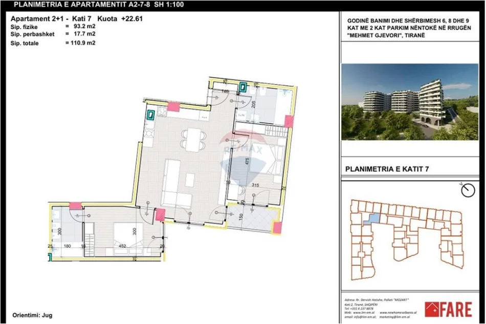 Tirane, shitet apartament , 111 m² 121.500 € 