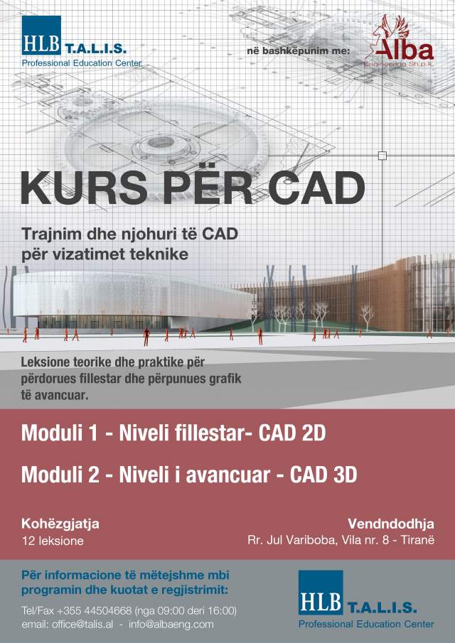 Tirane, ofrojme kurse kompjuteri AutoCad 2D CAD lectures - 3D CAD lectures.