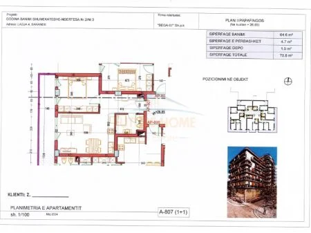 Sarande, shitet apartament 1+1 Kati 9, 71 m² 160.500 € (Lagjia 4, Sarande AREA46570)