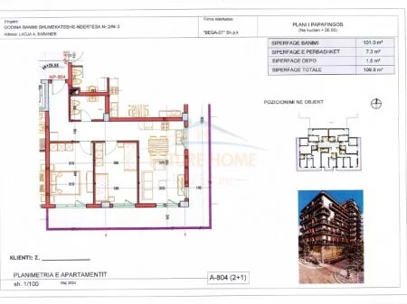 Sarande, shitet apartament 2+1 Kati 9, 110 m² 248.800 € (Lagjia 4, Sarande AREA46573)