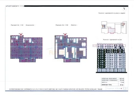 Tirane, shitet apartament 2+1+Ballkon Kati 11, 82 m² 247.300 € (Rezidenca White Cloud, Komuna e Parisit, Tiranë AREA45602)