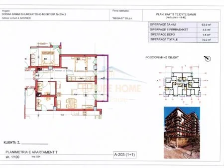 Sarande, shitet apartament 1+1 Kati 2, 70 m² 133.400 € (Lagjia 4, Sarande AREA46559)