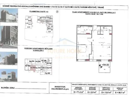 Tirane, shitet apartament 1+1 Kati 13, 87 m² 135.000 € (Brryli, Tirane AREA46527)