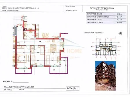 Sarande, shitet apartament 2+1 Kati 3, 98 m² 187.300 € (Lagjia 4, Sarande AREA46563)