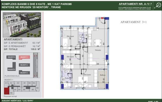 Tirane, shes apartament Kati 5, 60 m² 60.000 Euro (28 Nëntori)