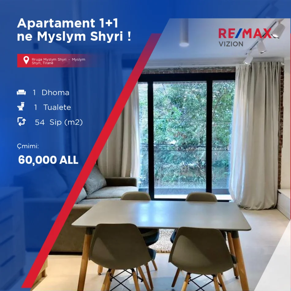 Tirane, jepet me qera 1+1 Kati 1, 600 € (Myslym Shyri)