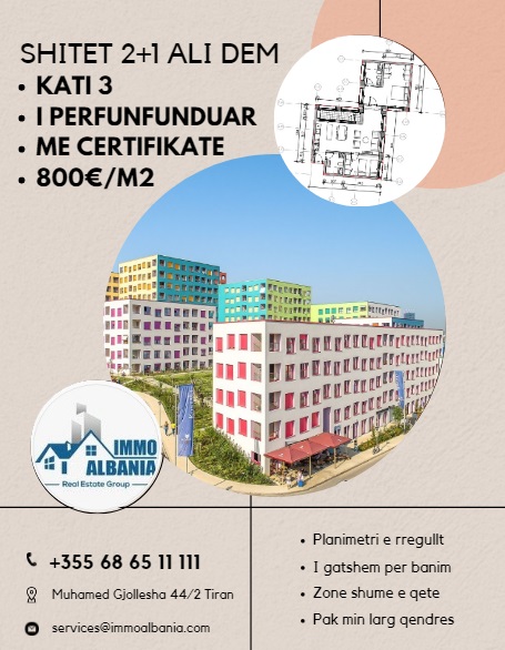 Shitet apartament 2+1,kompleksi Mangalem,Ali Dem.
