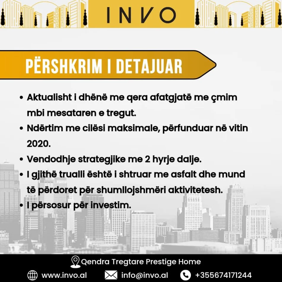 Tirane, shitet ambjent biznesi , 7.000 m² 3.700.000 € (VORE, AFER DOGANES)