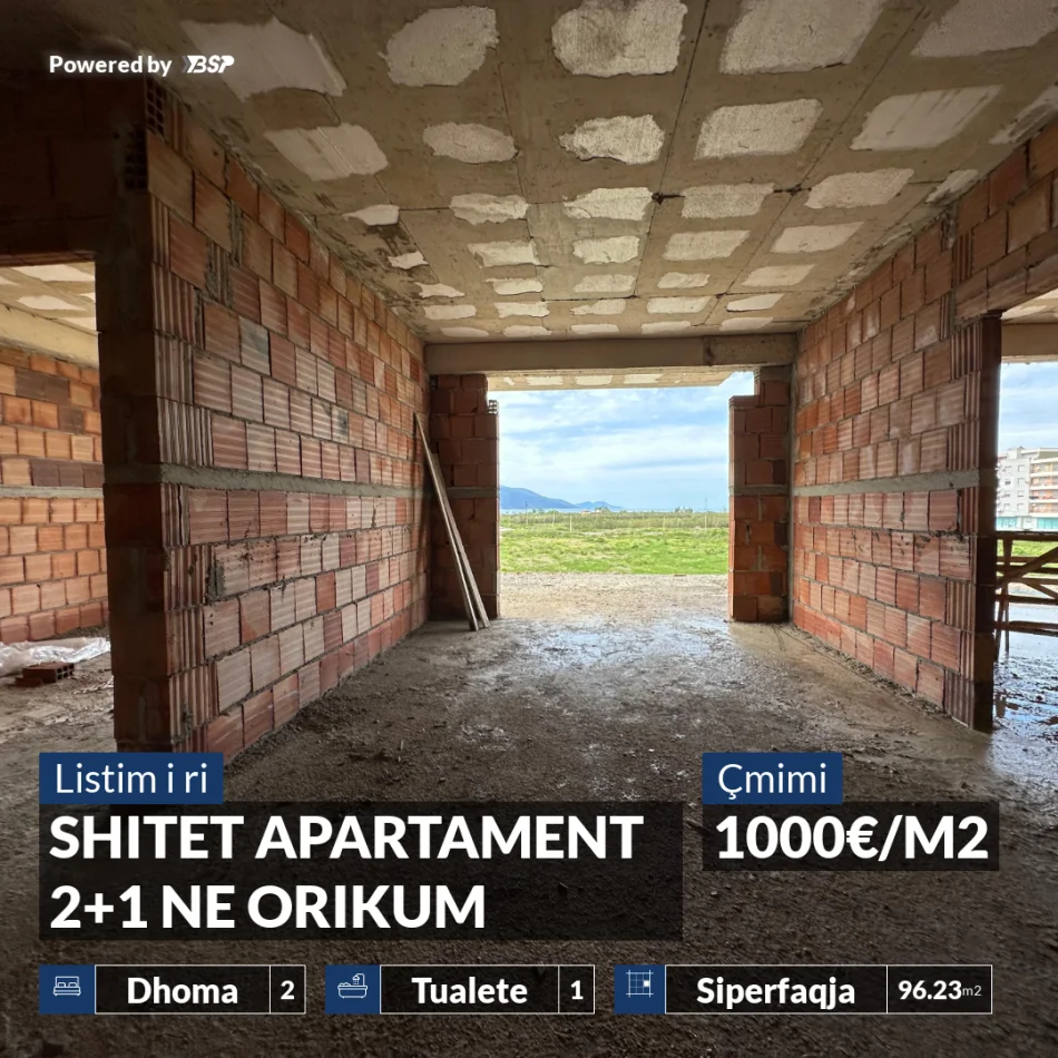 REZERVO PRONEN VETEM ME 500€! Orikum, shitet apartament 2+1 Kati 5, 96.23 m² 96,230 Euro (Orikum, Vlore)