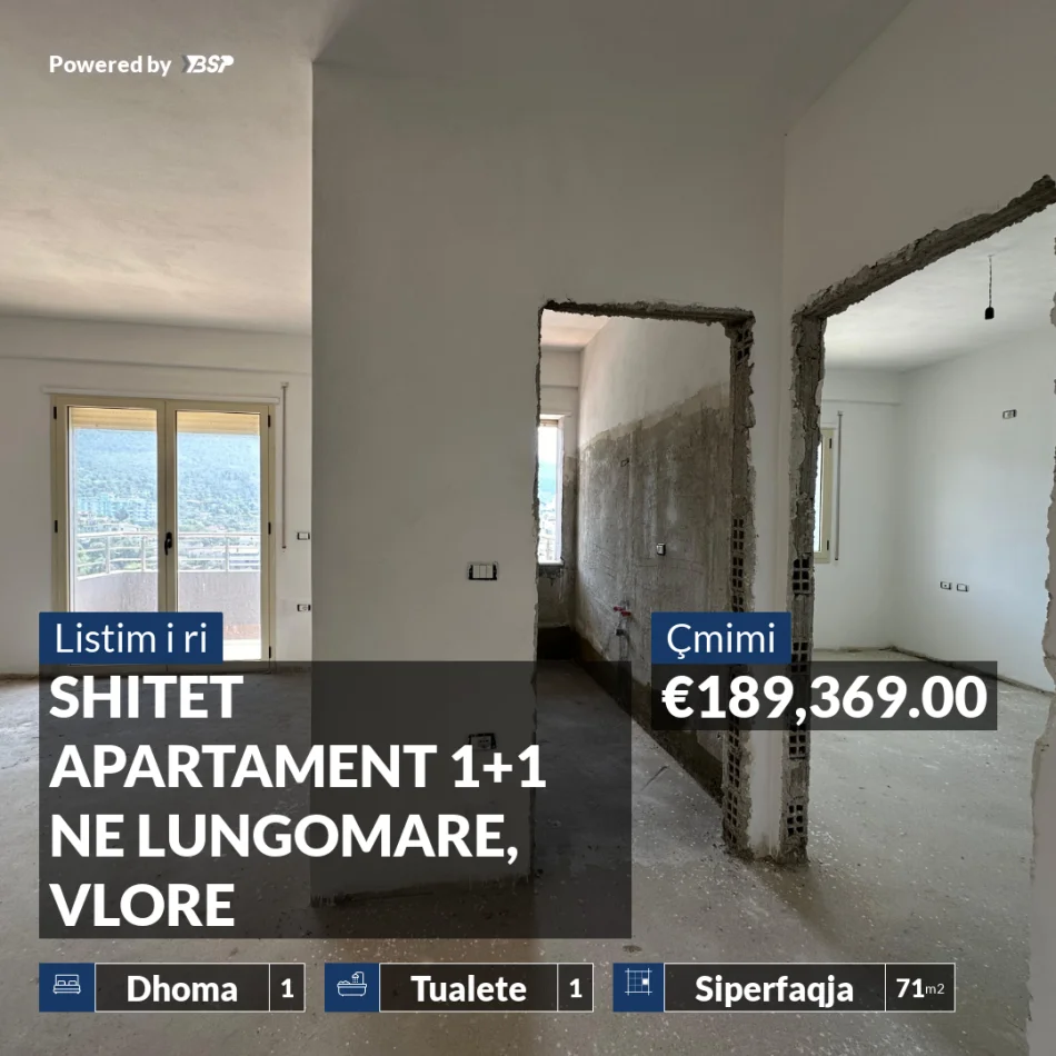 REZERVO PRONEN VETEM ME 500€!  SHITET APARTAMENT 1+1 NE LUNGOMARE, VLORE