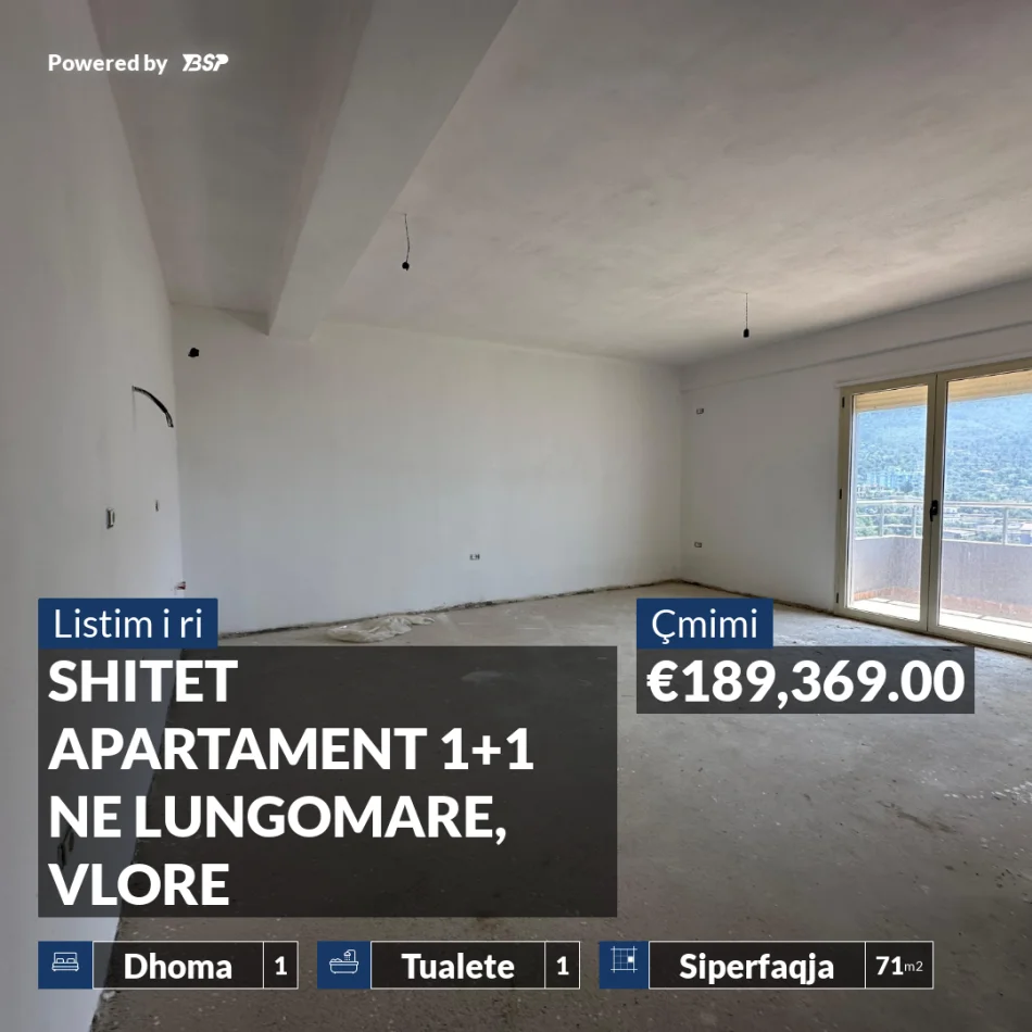 REZERVO PRONEN VETEM ME 500€!  SHITET APARTAMENT 1+1 NE LUNGOMARE, VLORE