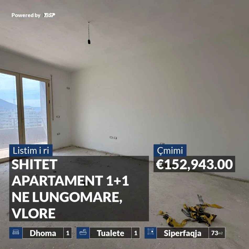 REZERVO PRONEN VETEM ME 500€! SHITET APARTAMENT 1+1 NE LUNGOMARE, VLORE