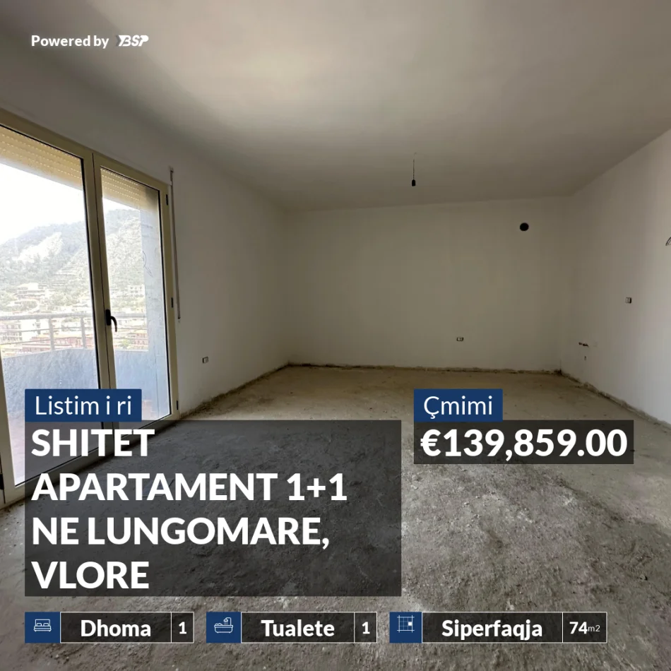 REZERVO PRONEN VETEM ME 500€! SHITET APARTAMENT 1+1 NE LUNGOMARE, VLORE