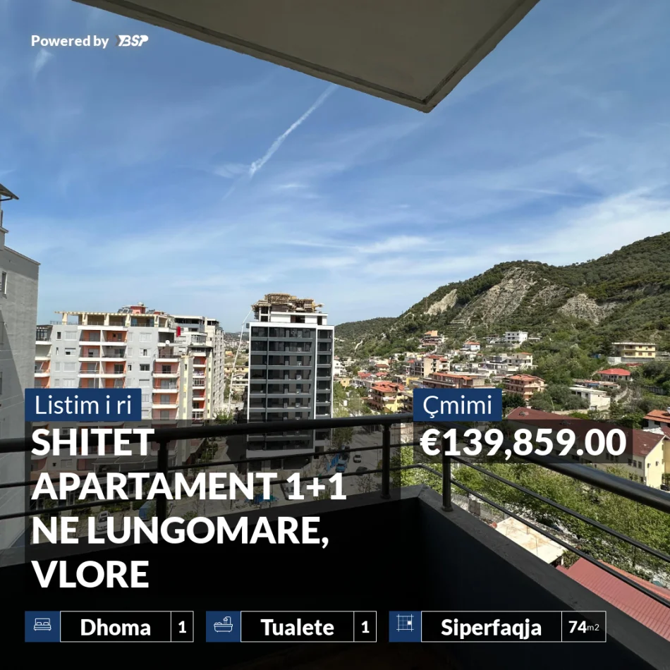 REZERVO PRONEN VETEM ME 500€! SHITET APARTAMENT 1+1 NE LUNGOMARE, VLORE
