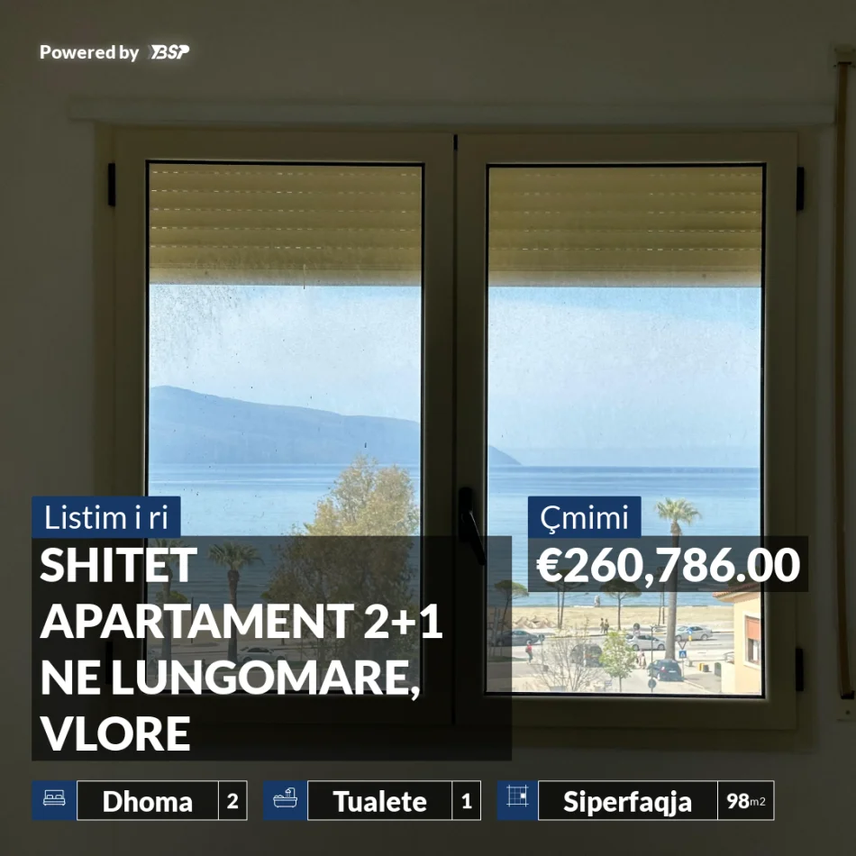 REZERVO PRONEN VETEM ME 500€! SHITET APARTAMENT 2+1 NE LUNGOMARE, VLORE