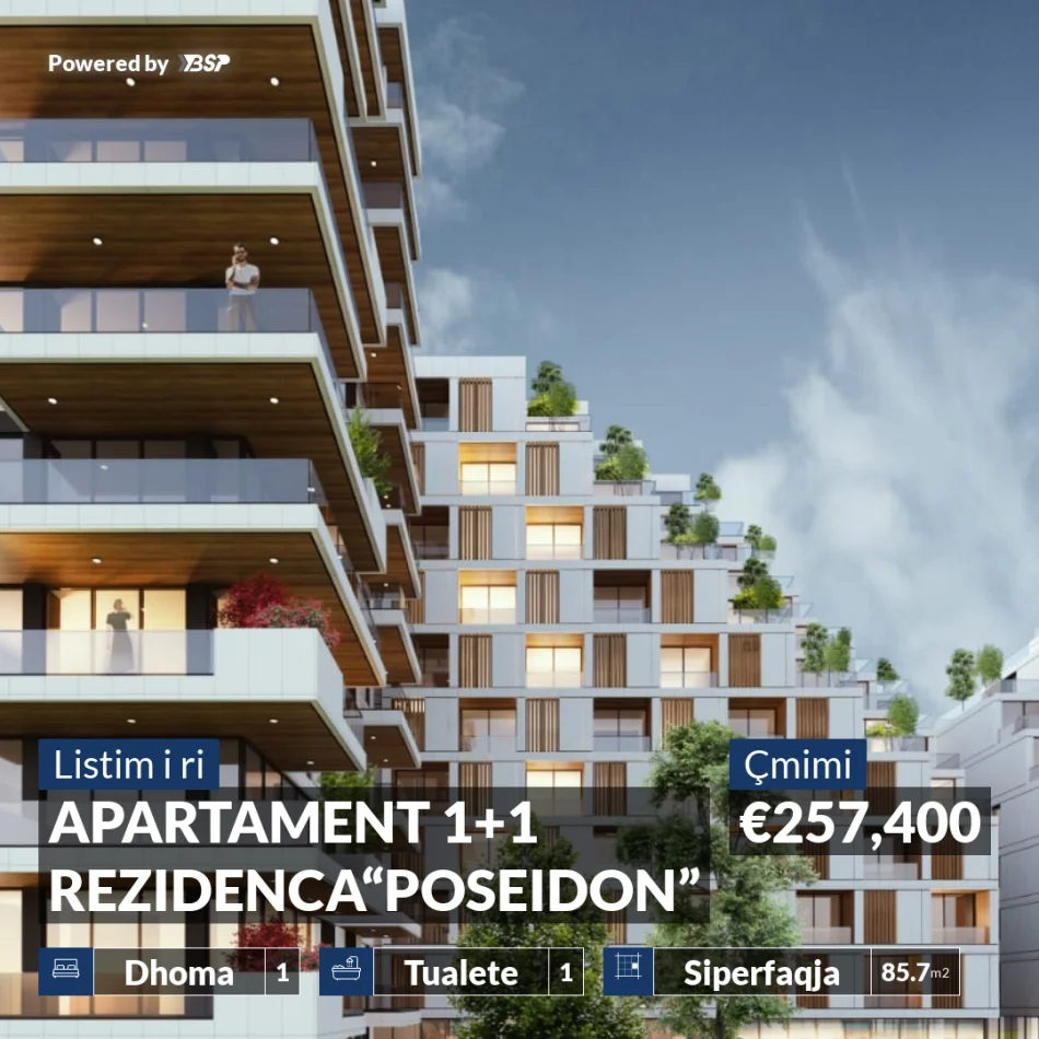 REZERVO PRONEN VETEM ME 500€! APARTAMENT 1+1 NE REZIDENCEN “POSEIDON”, VLORE