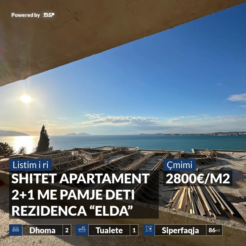 REZERVO PRONEN VETEM ME 500€! SHITET APARTAMENT 2+1 ME KESTE TE REZIDENCA “ELDA”, VLORE
