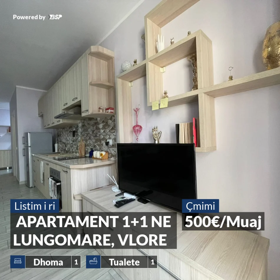Vlore, jepet me qera apartament 1+1+Ballkon , 500 € 