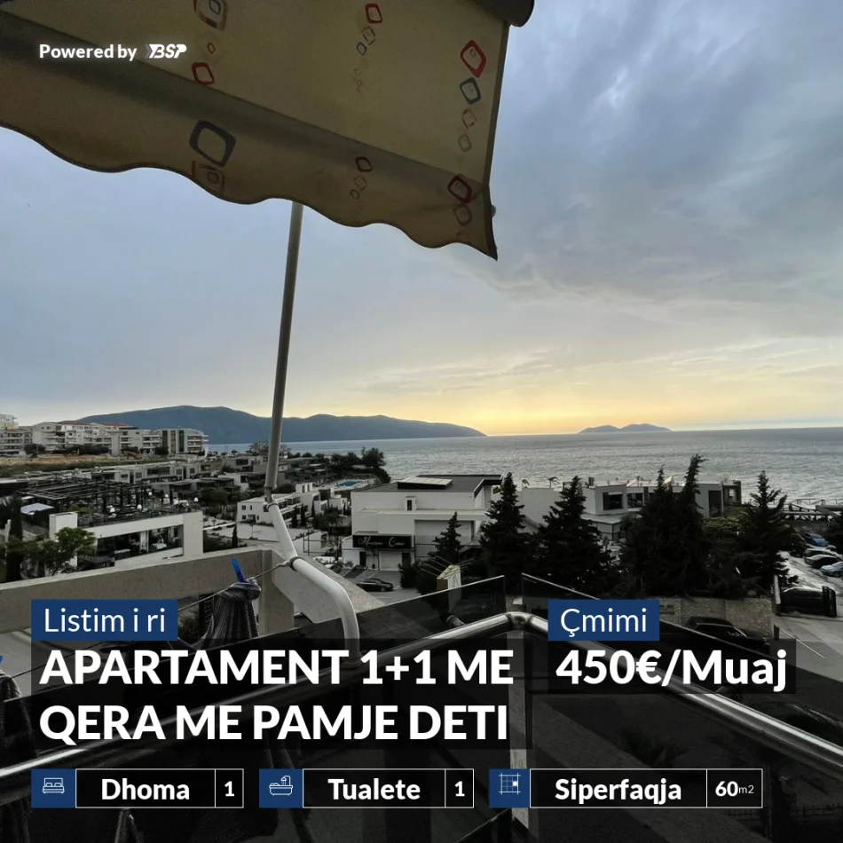 Vlore, jepet me qera apartament 1+1+Ballkon , 60 m² 450 € 