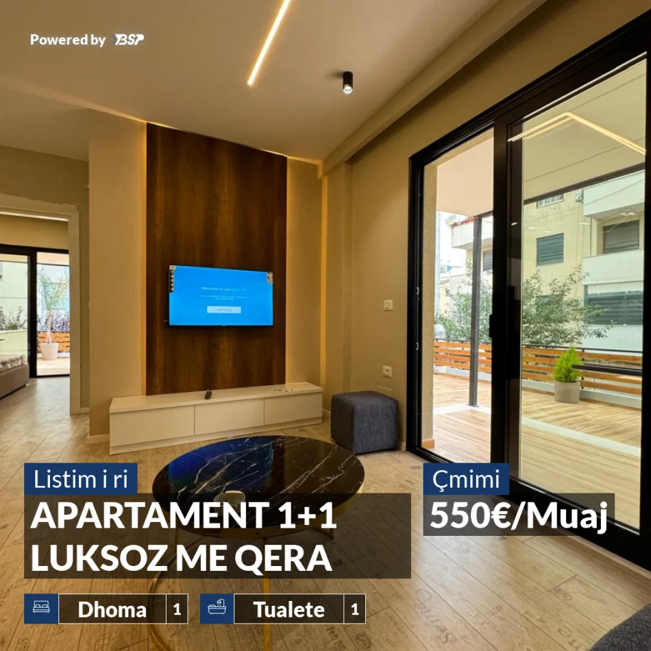 Vlore, jepet me qera apartament 1+1+Ballkon Kati 2, 550 € (KOMBINATI I PESHKUT)