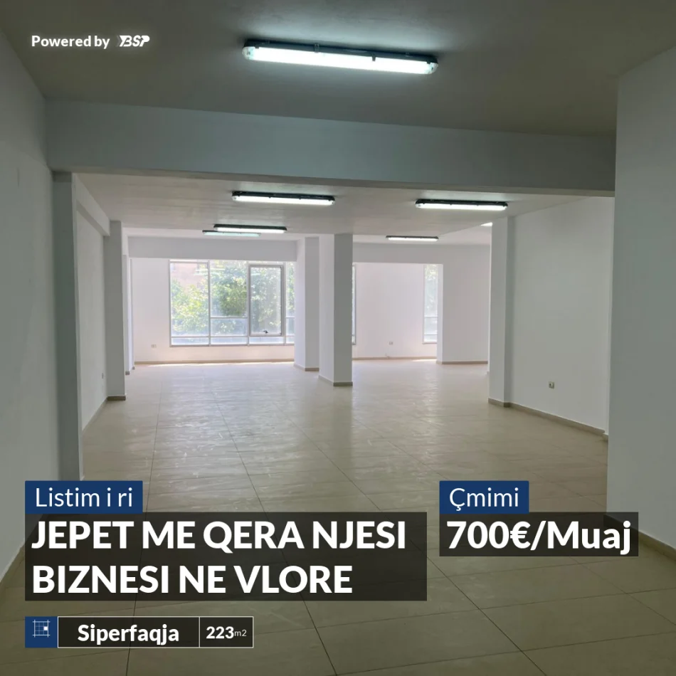 Vlore, jepet me qera ambjent biznesi Kati 2, 223 m² 700 € (TRANSBALLKANIKE)