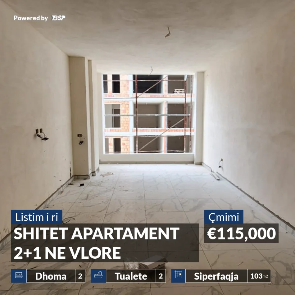 REZERVO PRONEN VETEM ME 500€! Vlore, shitet apartament 2+1+Ballkon , 103 m² 115.000 € (ORIKUM)