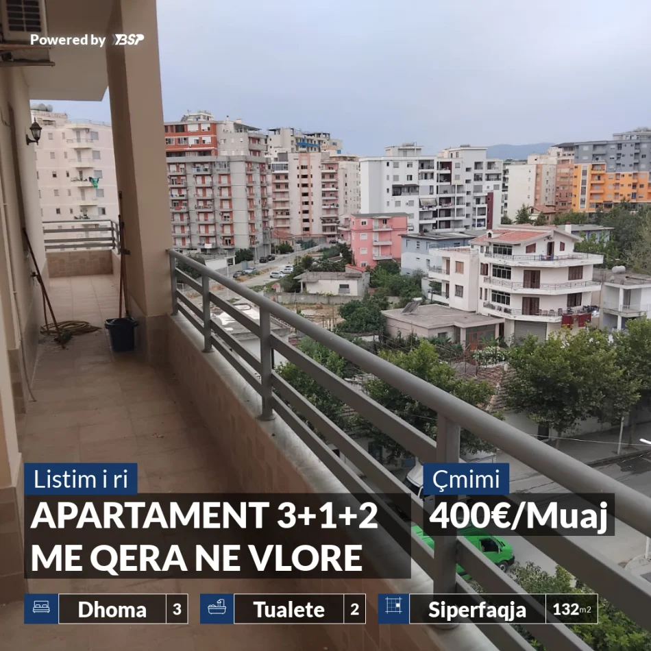 Vlore, jepet me qera apartament 3+1+Ballkon Kati 6, 132 m² 400 € (Tek hotel “Salvatore”, Centrale)
