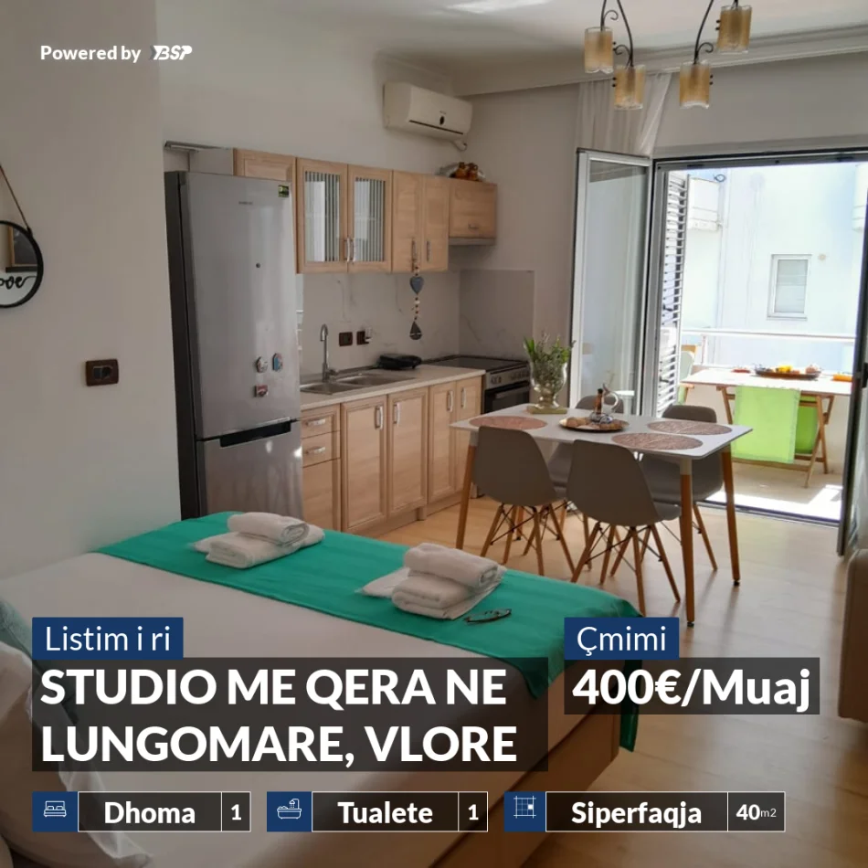 Vlore, jepet me qera garsonier 1+1+Ballkon , 40 m² 400 € (LUNGOMARE)