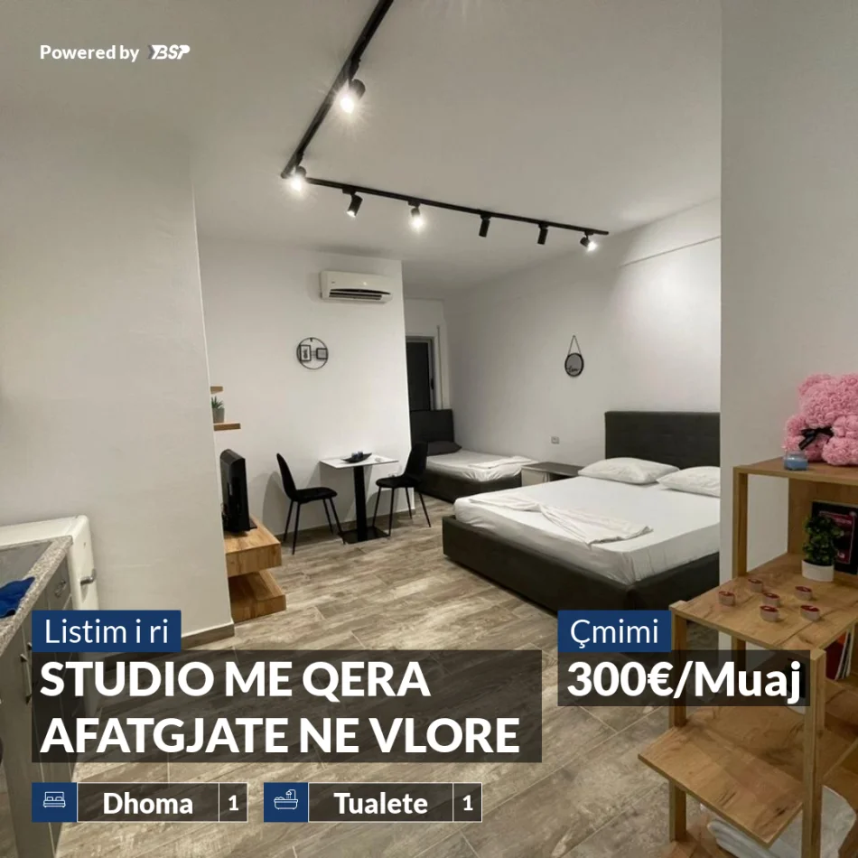 Vlore, jepet me qera garsonier 1+1 , 300 € (KOMBINATI I PESHKUT)
