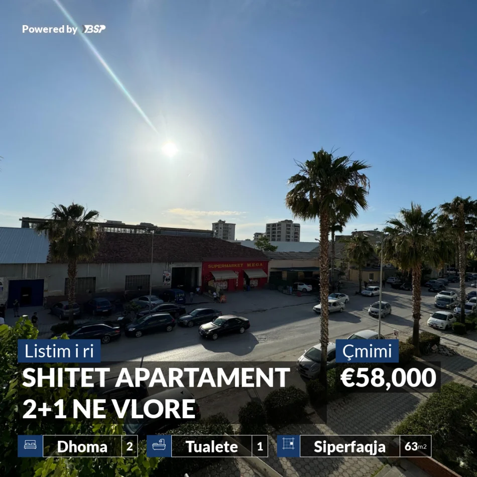 REZERVO PRONEN VETEM ME 500€! Vlore, shitet apartament 2+1+Ballkon , 63 m² 58.000 € (SHKOLLA HALIM XHELO)