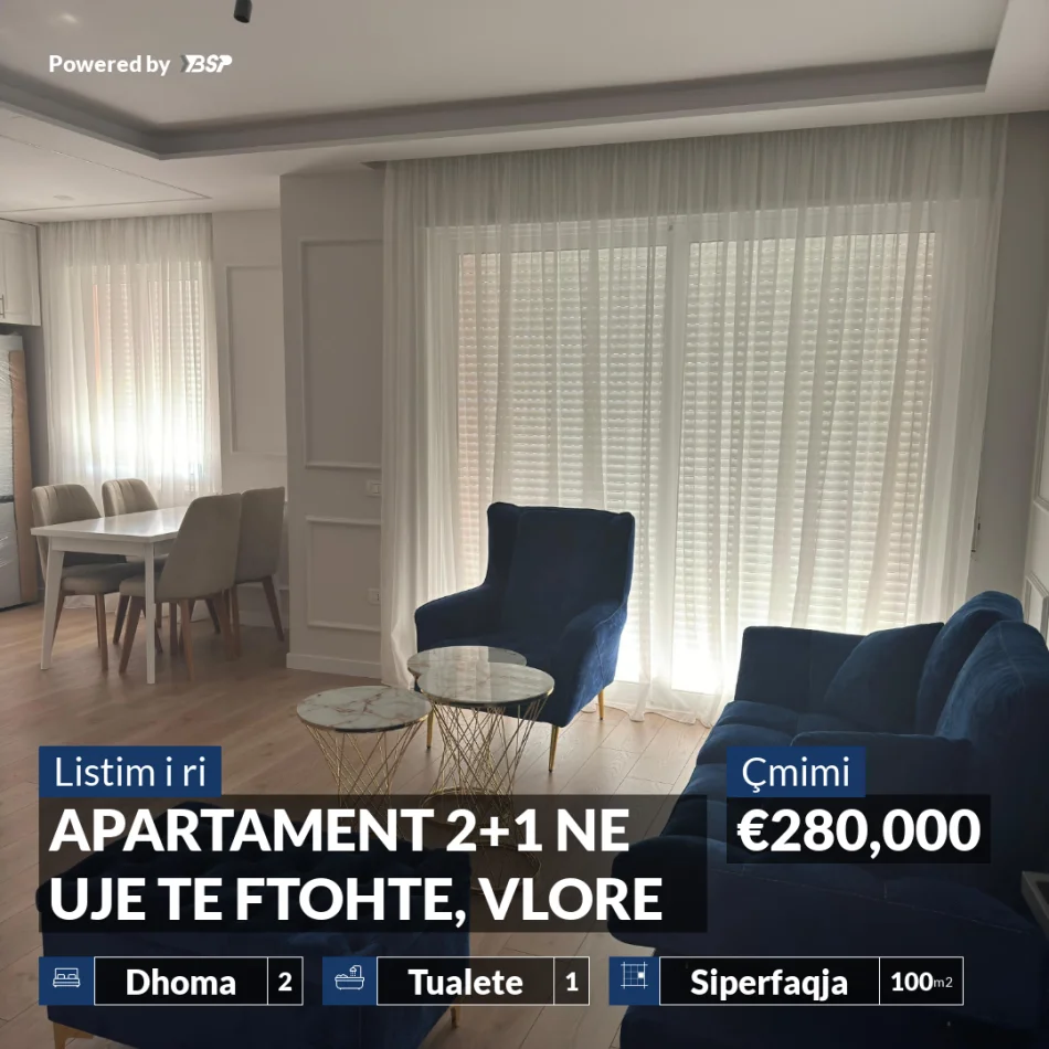 REZERVO PRONEN VETEM ME 500€! Vlore, shitet apartament 2+1+Ballkon Kati 2, 100 m² 280.000 € (UJE I FTOHTE)