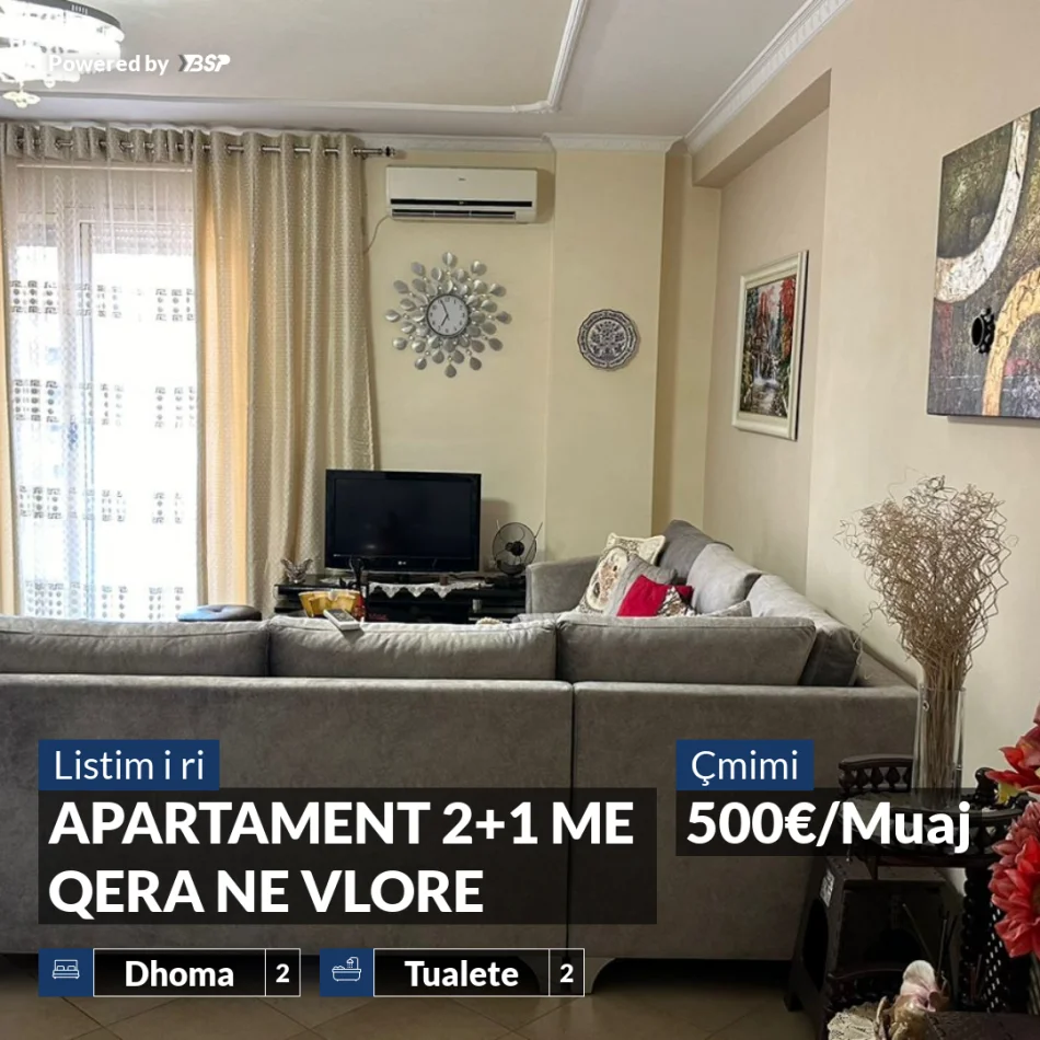 Vlore, jepet me qera apartament 2+1+Ballkon , 500 € (VLORE)