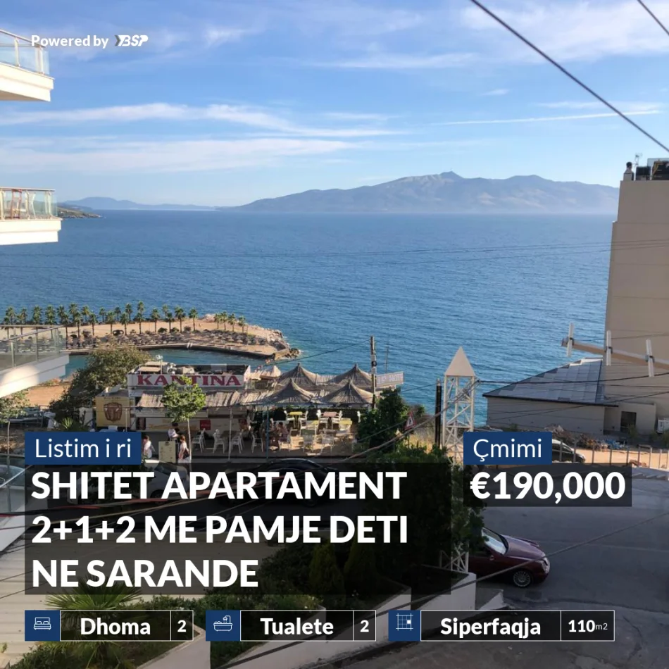 REZERVO PRONEN VETEM ME 500€! Sarande, shitet apartament 2+1+Ballkon , 110 m² 190.000 € (SARANDE)