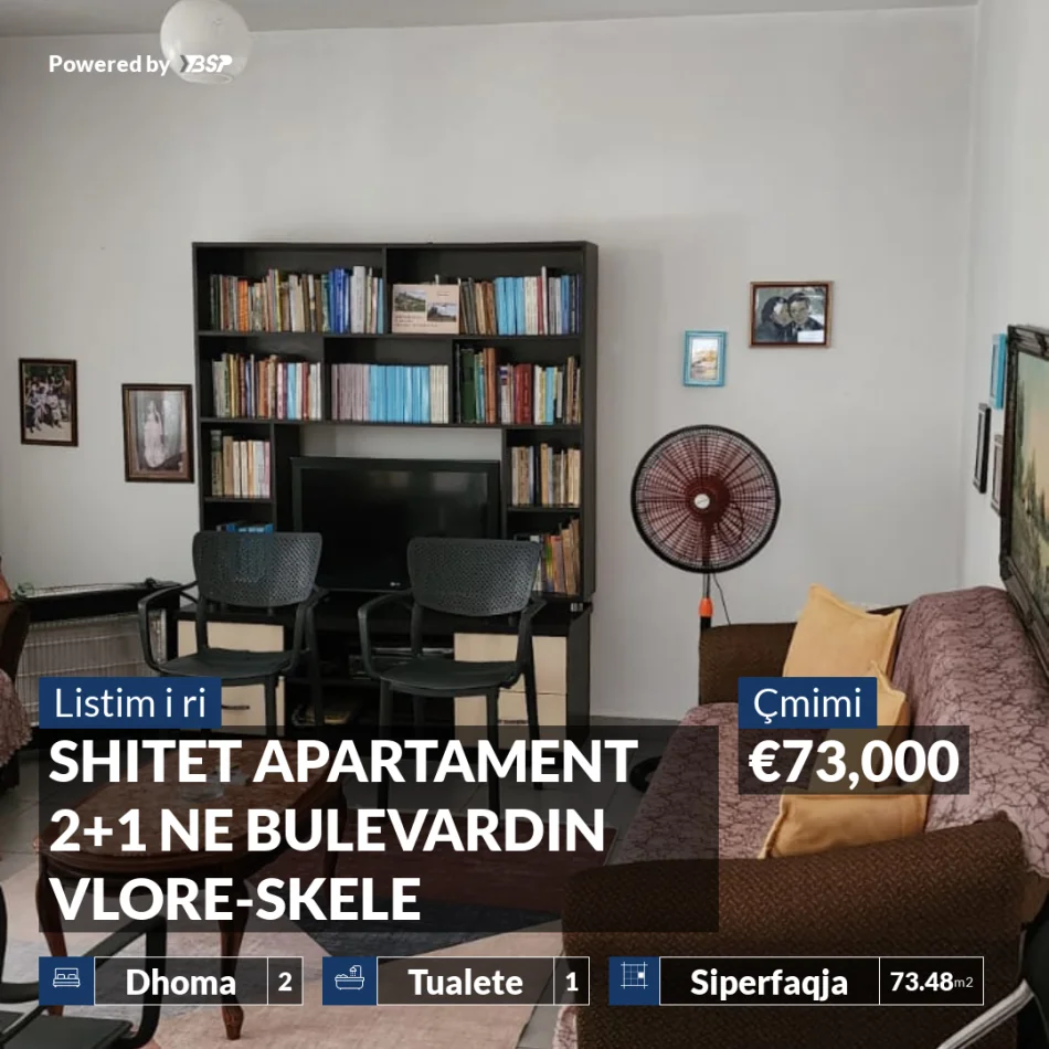 REZERVO PRONEN VETEM ME 500€! Vlore, shitet apartament 2+1+Ballkon Kati 3, 73 m² 73.000 € (SHKOLLA ISMAIL QEMALI)
